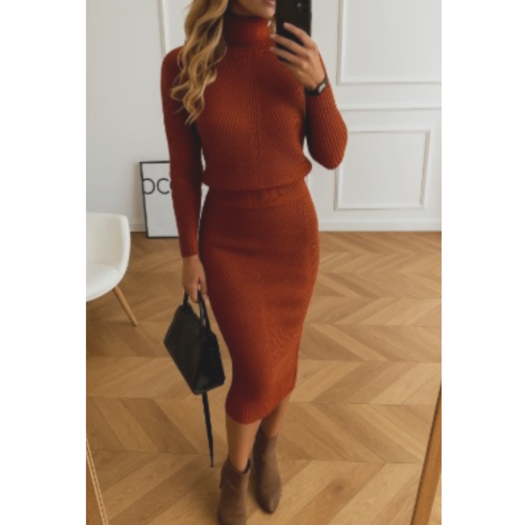 Elegant Ladies Lightweight Maxi Turtleneck Dress
