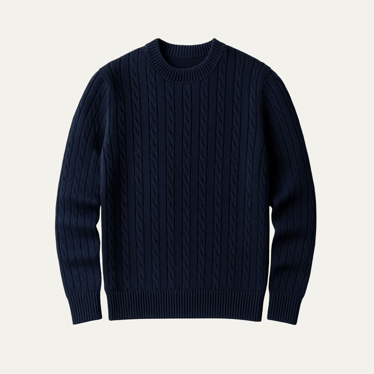 Men's Merino Wool Sweater Navy Blue - VibreMode