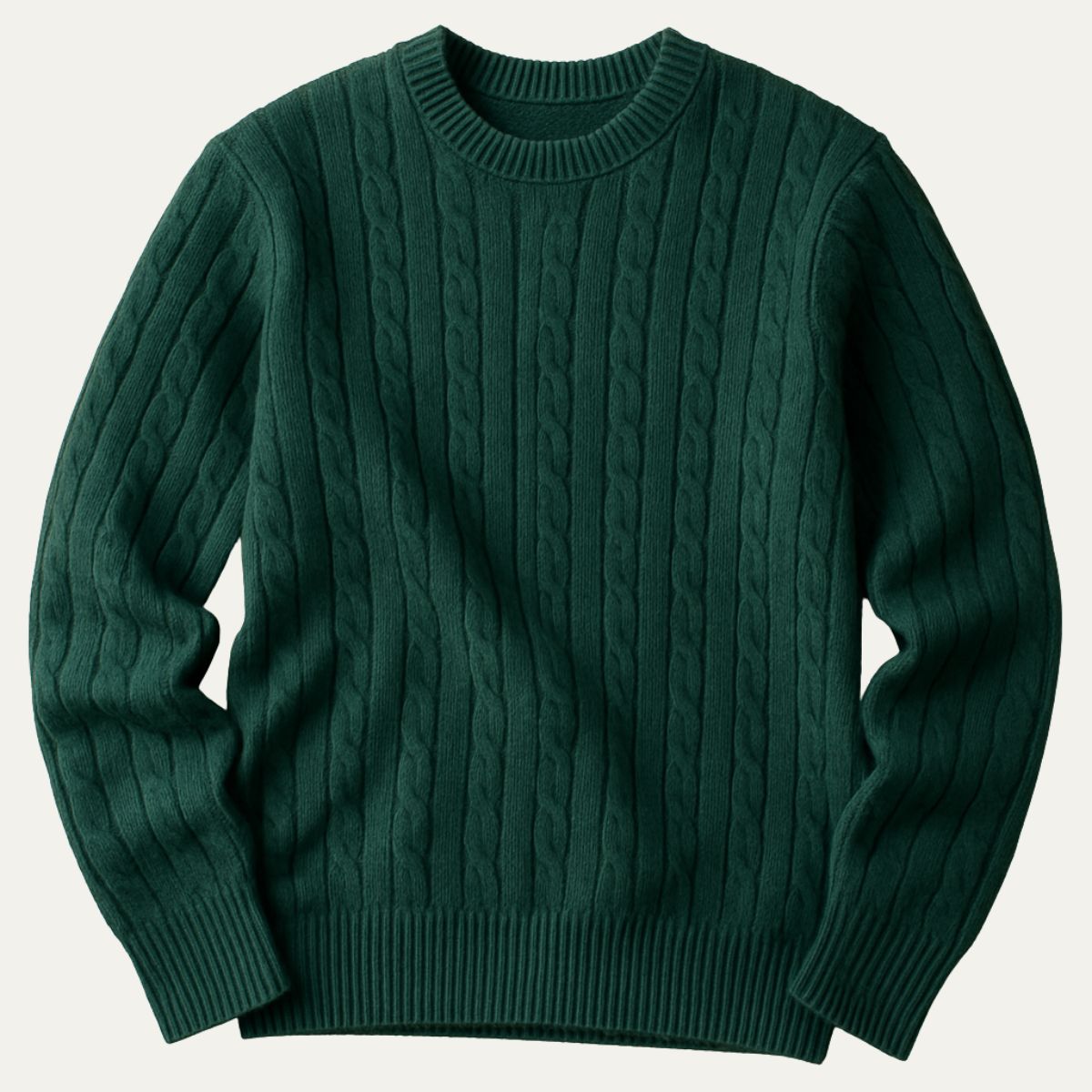 Men's Merino Wool Knit Sweater Green - VibreMode