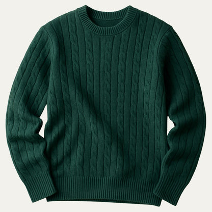 Men's Merino Wool Knit Sweater Green - VibreMode