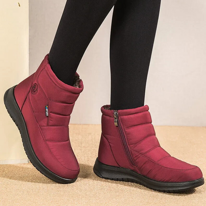 Women's Quilted Ankle Boots Fur Lining Non-Slip Sole Black