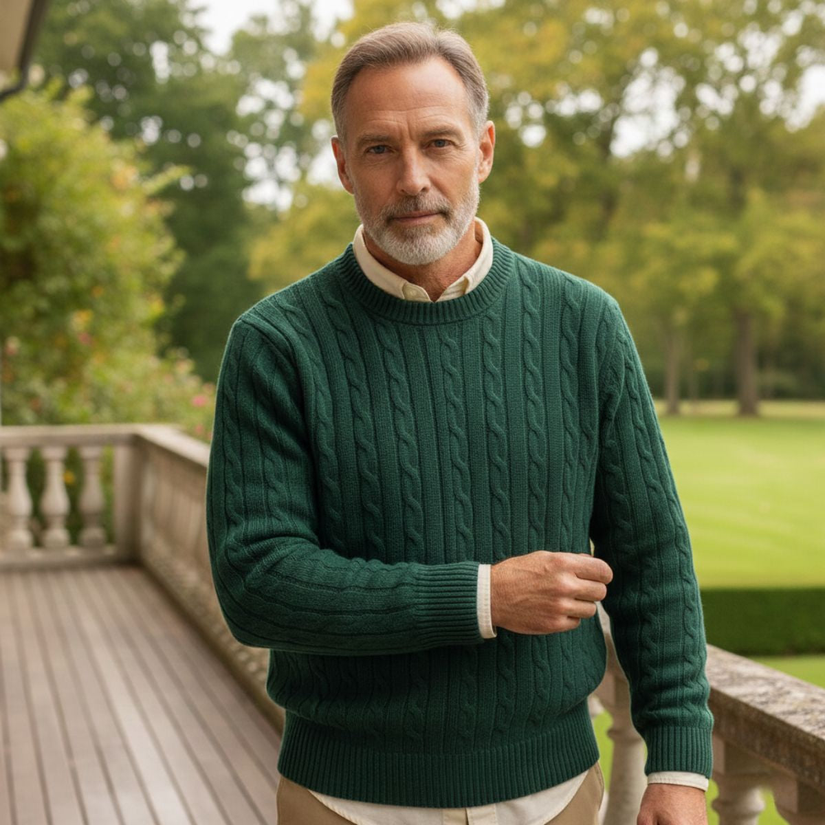 Men's Merino Wool Knit Sweater Green