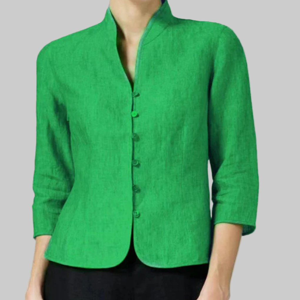 Women's Stand Collar Blouse Chic Details