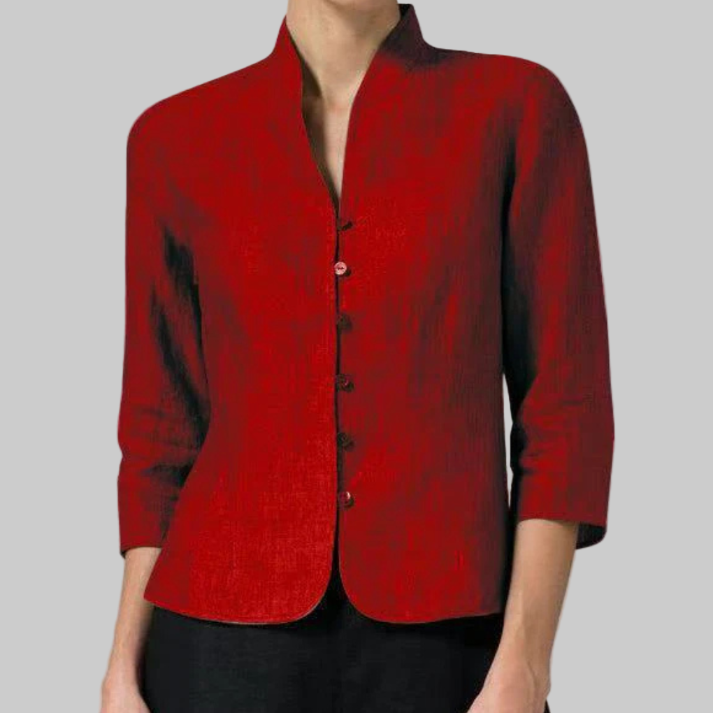 Women's Stand Collar Blouse Chic Details