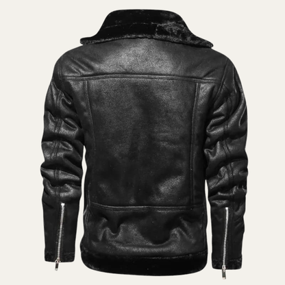 Men's Leather Aviator Jacket Winter Fleece Lined