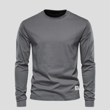 Men's Long Sleeve Round Neck Shirt Classic Cotton