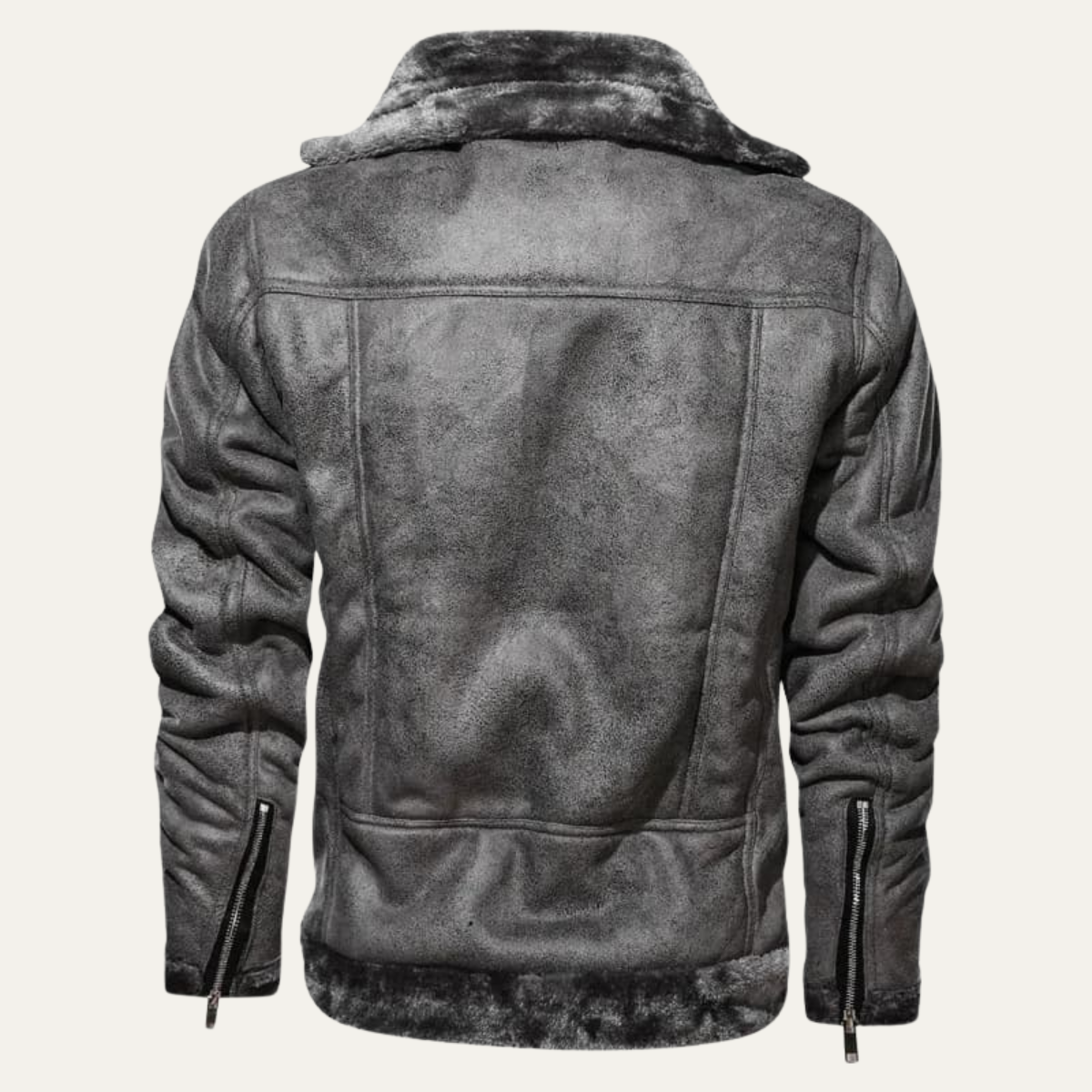 Men's Leather Aviator Jacket Winter Fleece Lined