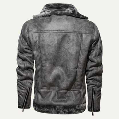 Men's Leather Aviator Jacket Winter Fleece Lined