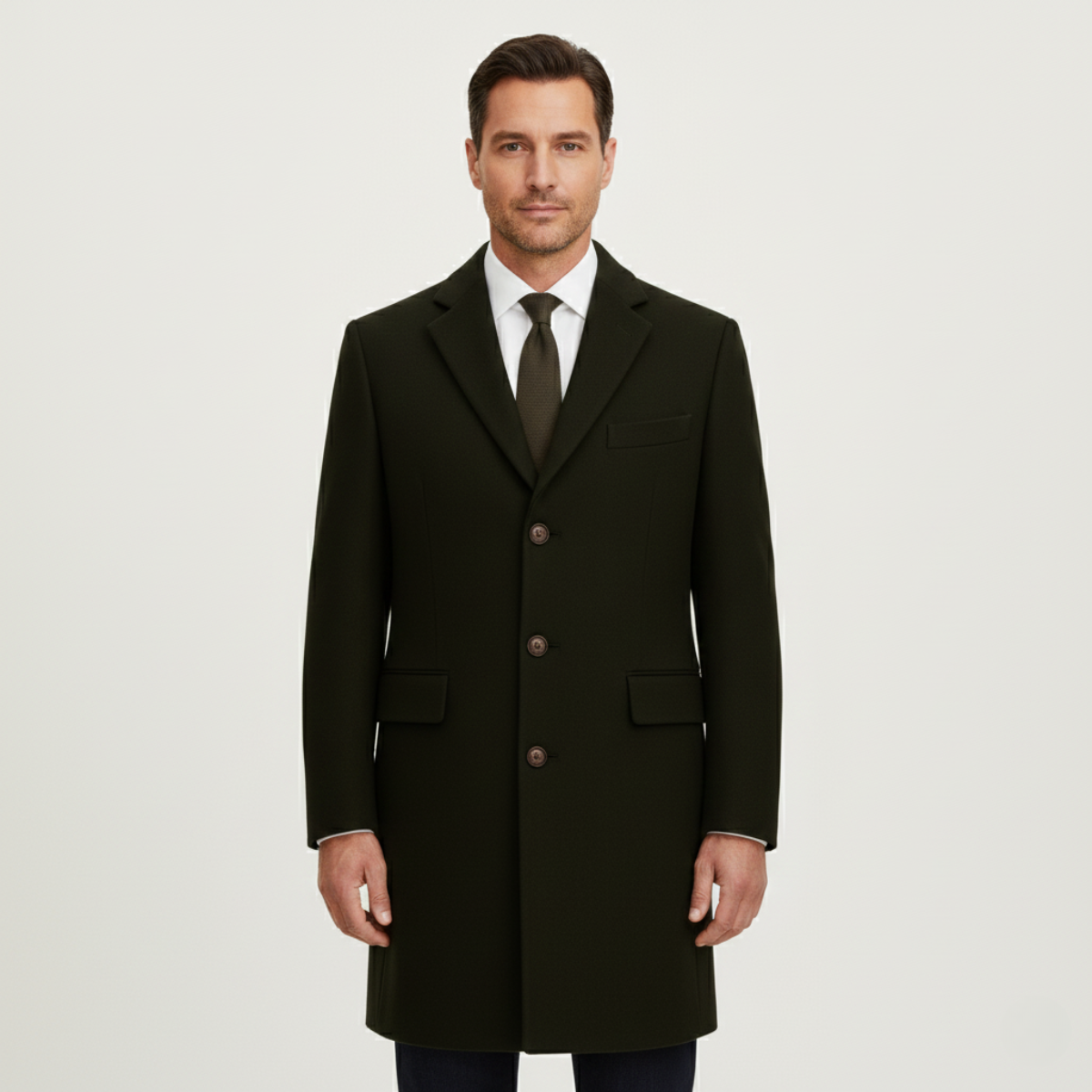 Men's Wool Blend Overcoat Single Breasted