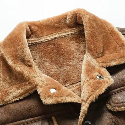 Men's Leather Aviator Jacket Winter Fleece Lined