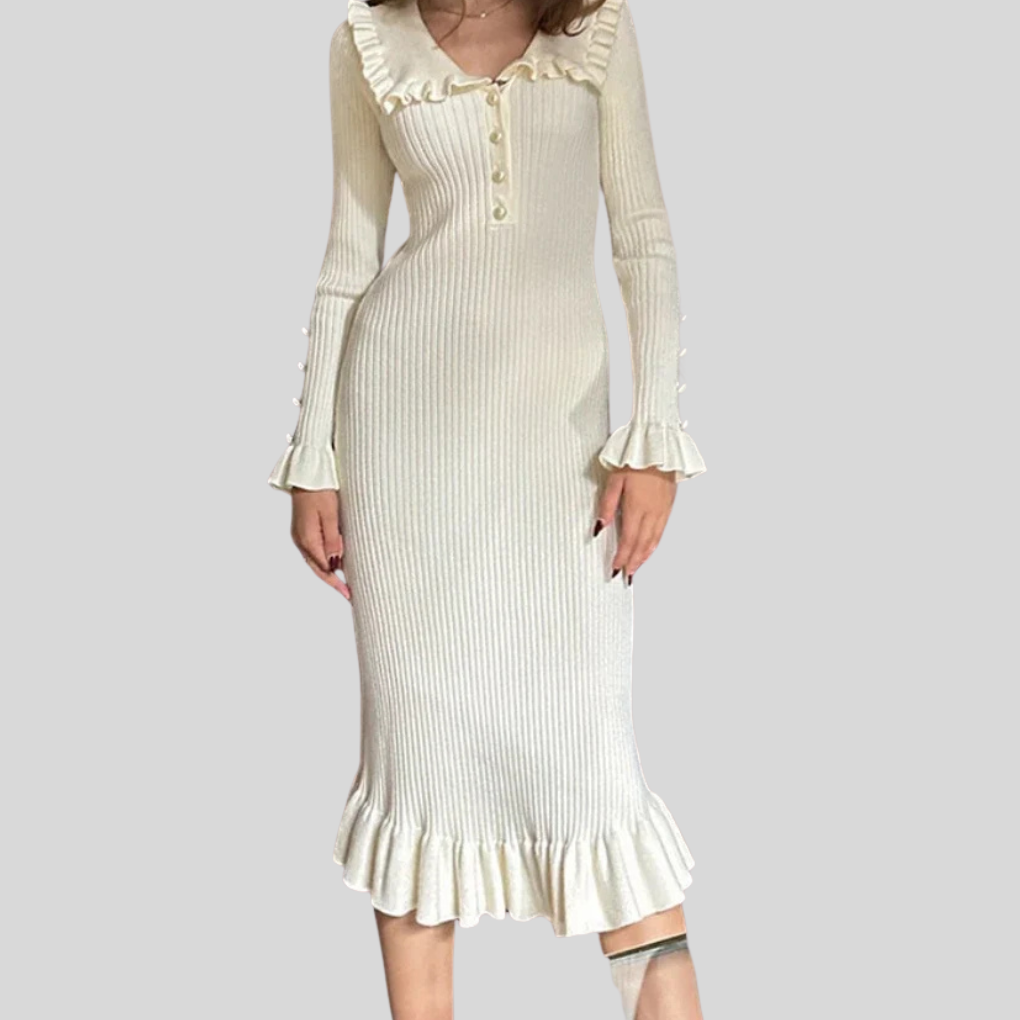 Women's High-Waist Ruffle Maxi Dress - VibreMode