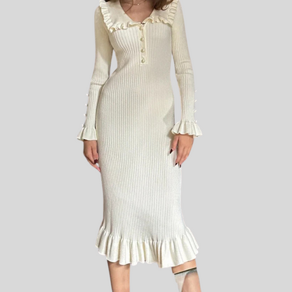 Women's High-Waist Ruffle Maxi Dress - VibreMode