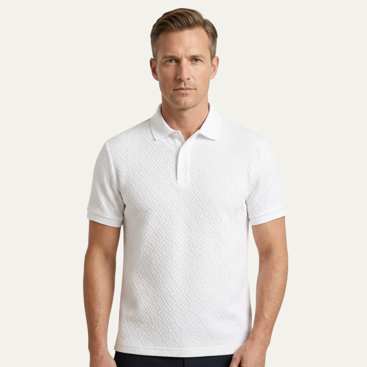 Men's Textured Polo Shirt White