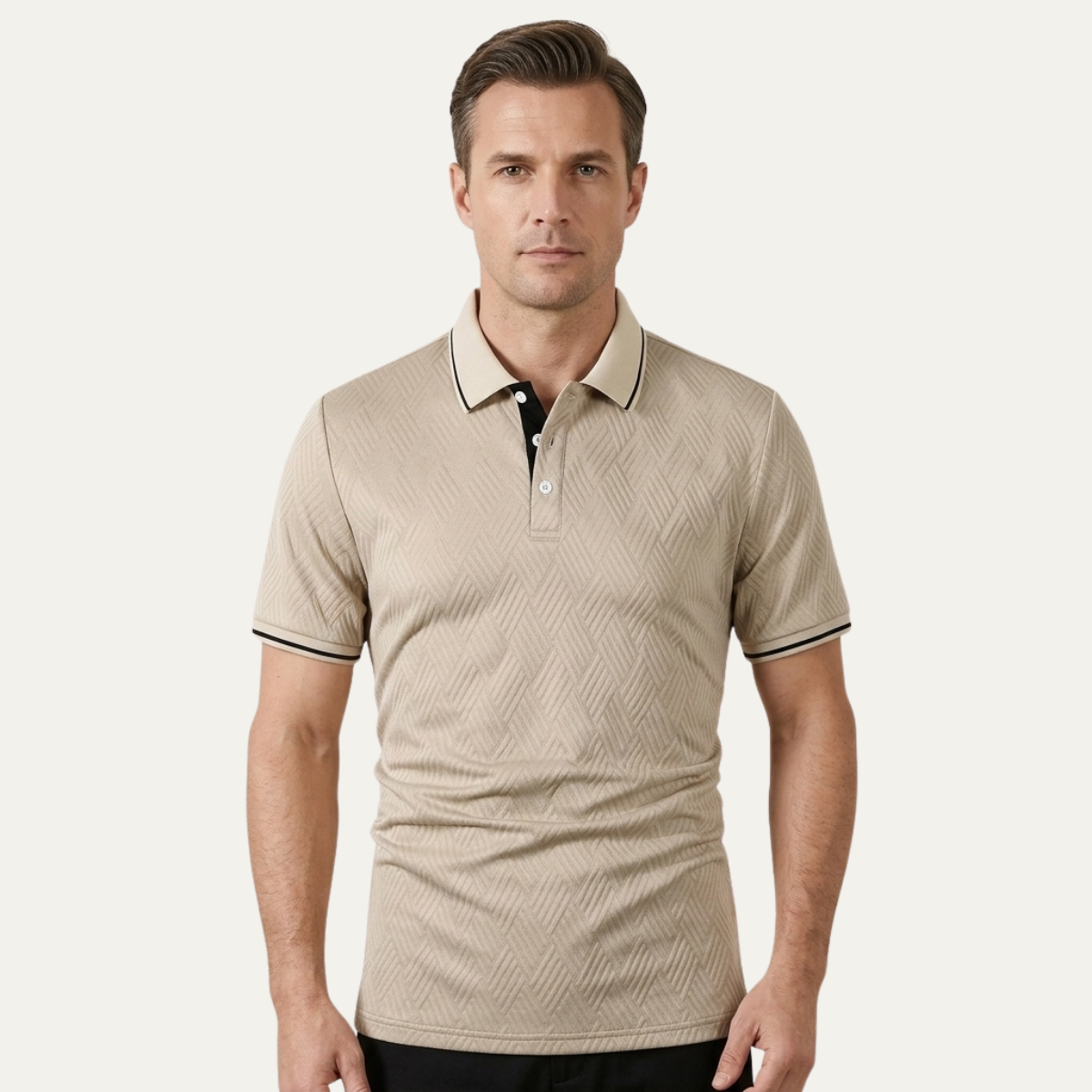 Men's Textured Polo Shirt Apricot