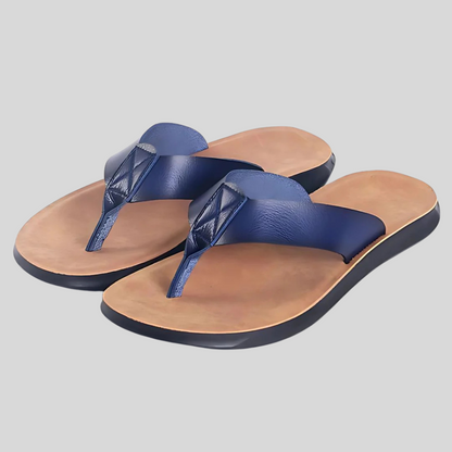 Men's Slip On Flip Flops Casual Leather Brown