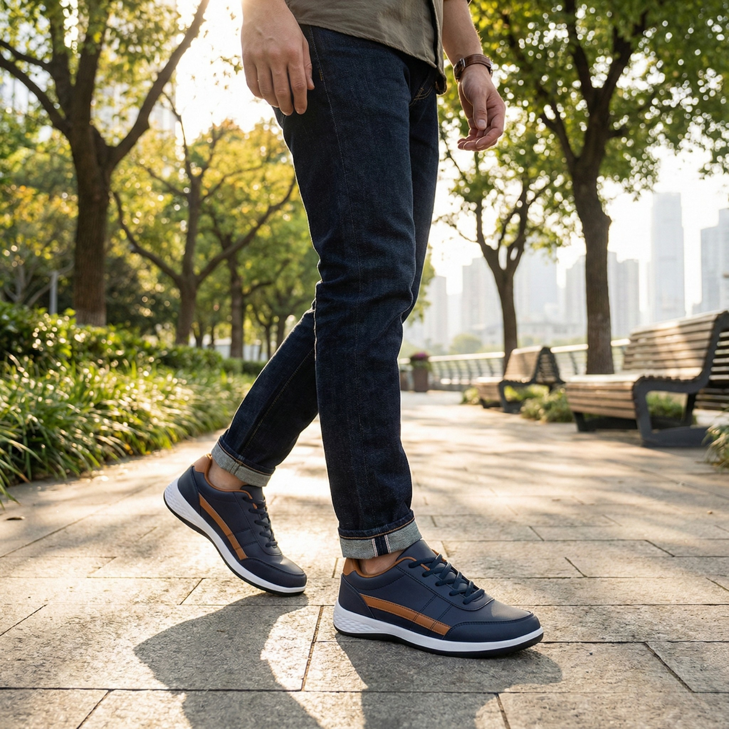 Men's Breathable Leather Everyday Sneaker Shoes