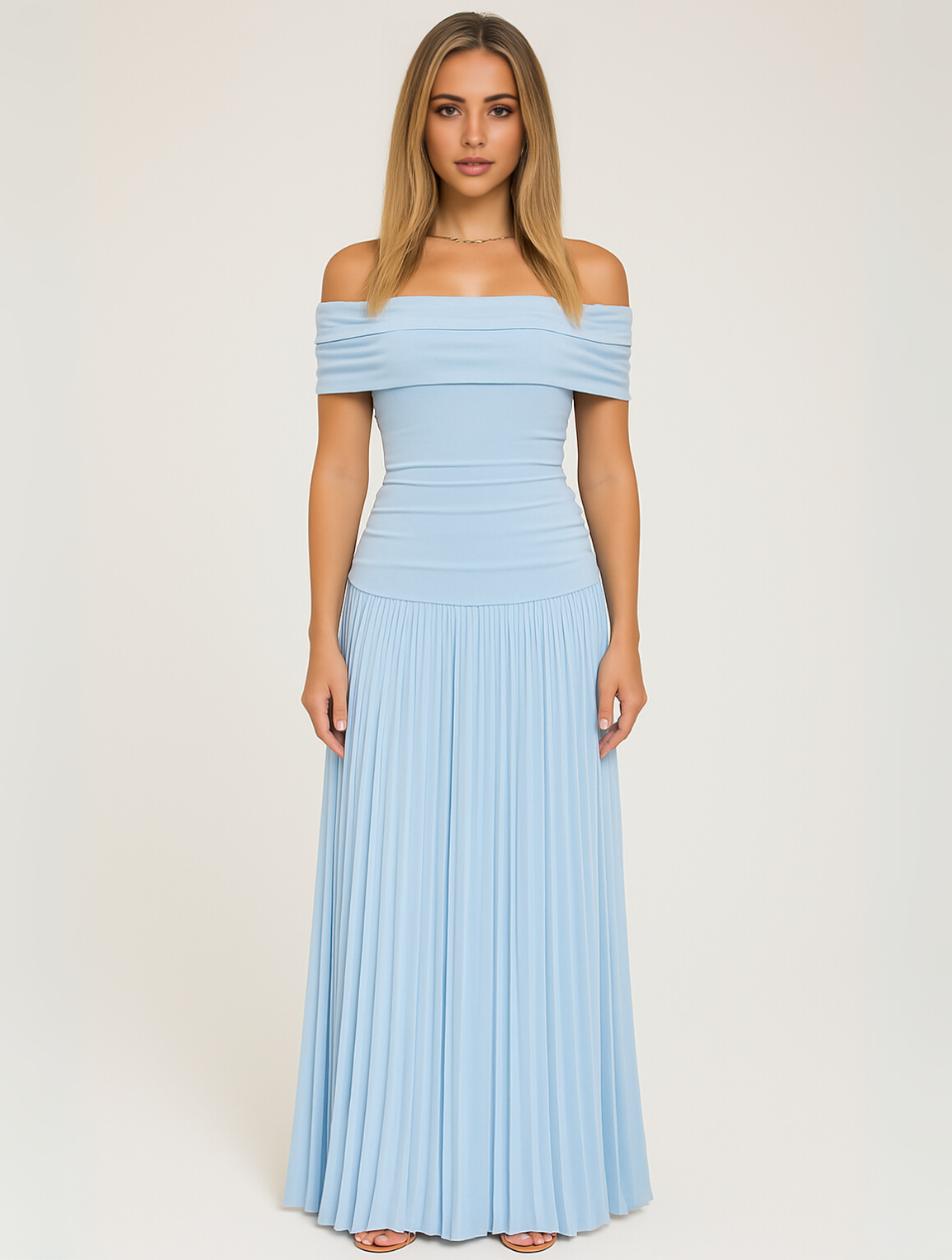 Elegant Ladies Floor Length Pleated Maxi Dress