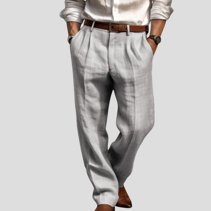 Men's Linen Pleated Trousers