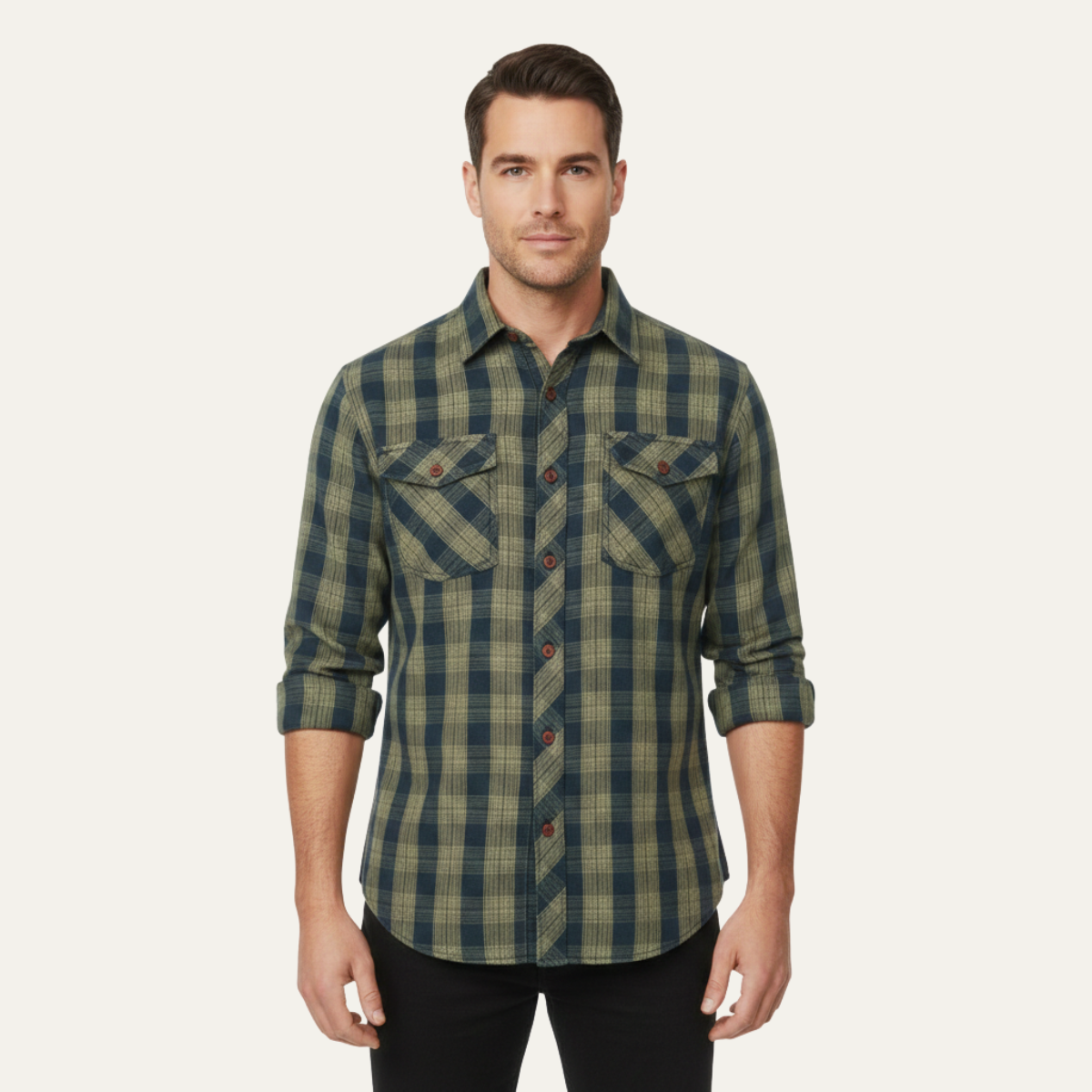 Men's Plaid Denim Shirt Jacket