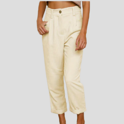 Corduroy Casual Trousers Textured Beige