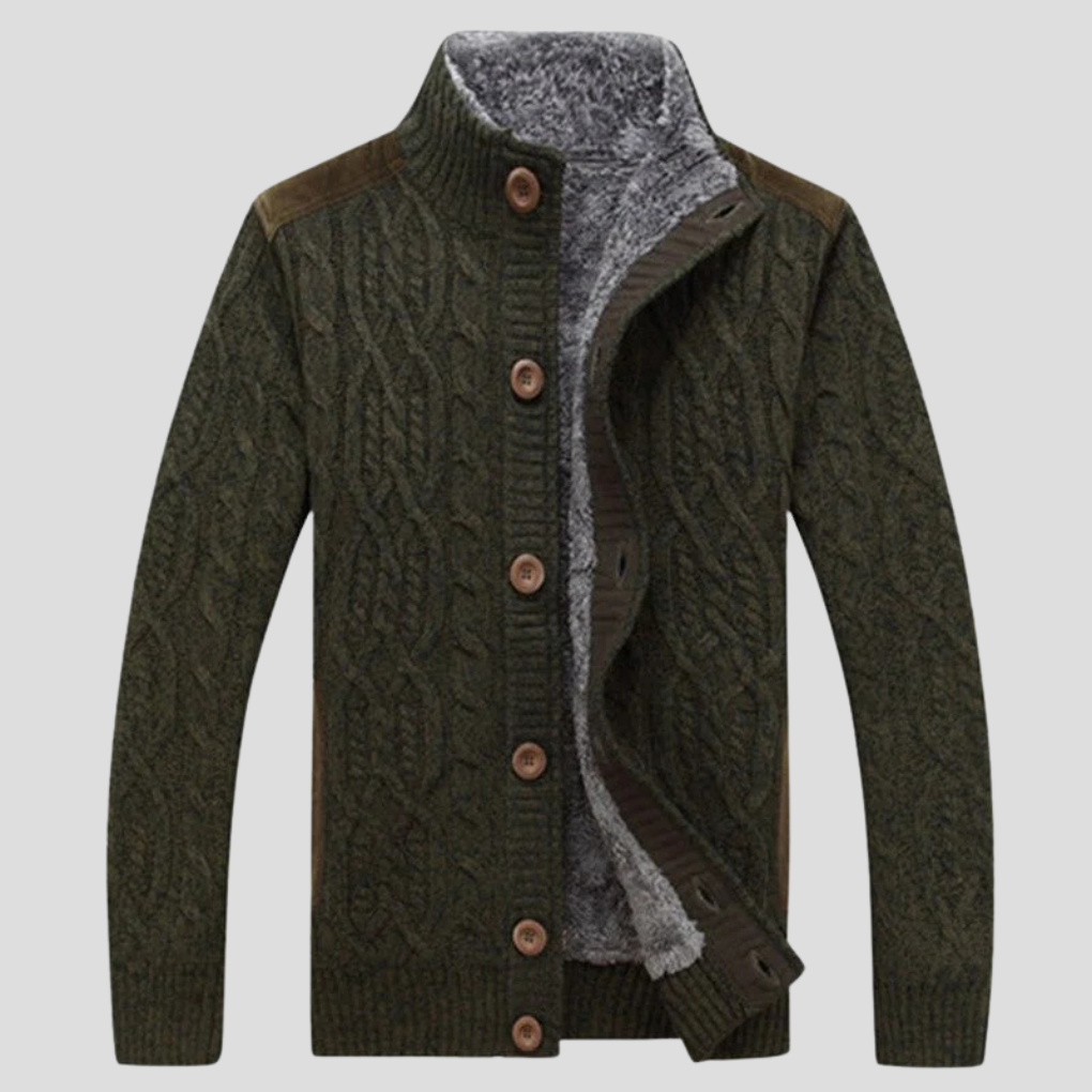 Men's Plush Lined Cardigan Sweater