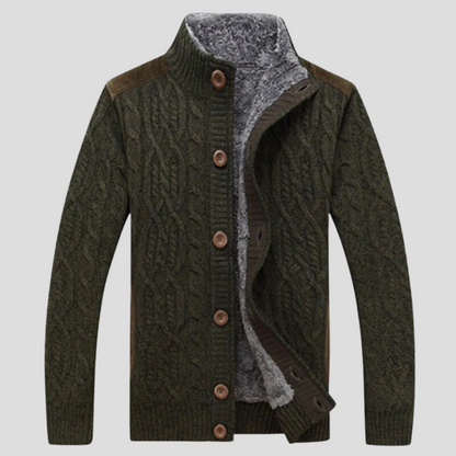 Men's Plush Lined Cardigan Sweater