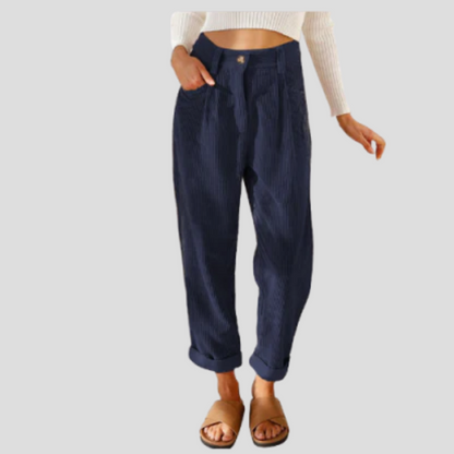 Corduroy Casual Trousers Textured Beige