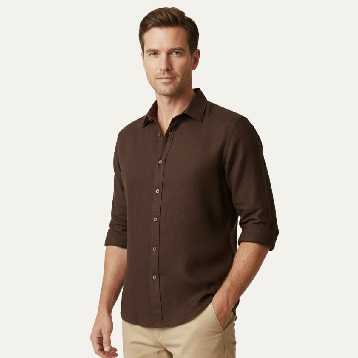 Men's Long Sleeve Linen Shirt Vintage Style