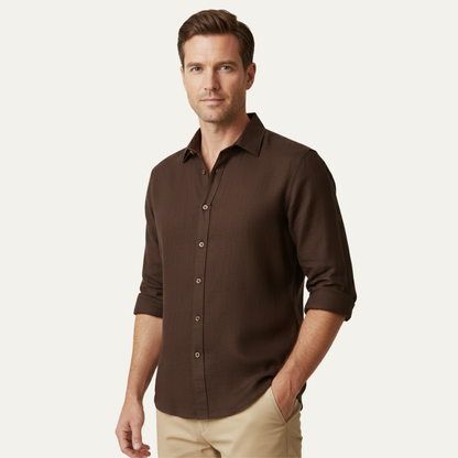 Men's Long Sleeve Linen Shirt Vintage Style