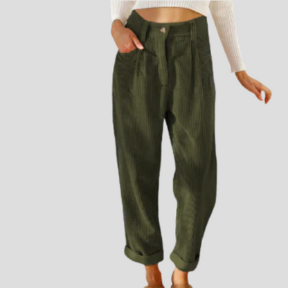 Corduroy Casual Trousers Textured Beige