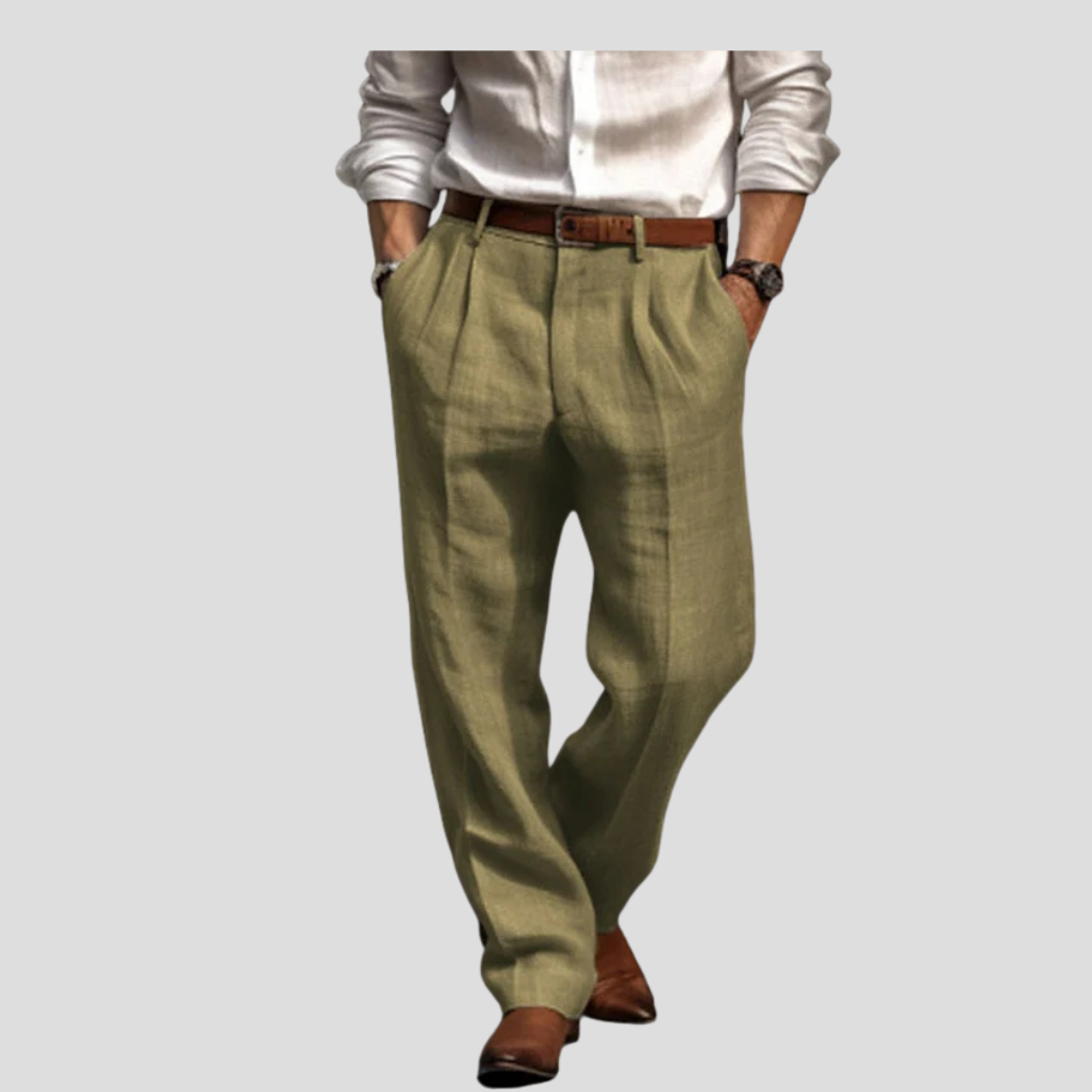 Men's Linen Pleated Trousers