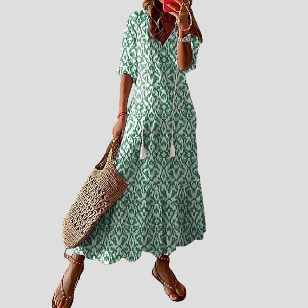 Women's Floral Maxi Dress V-Neck Lightweight