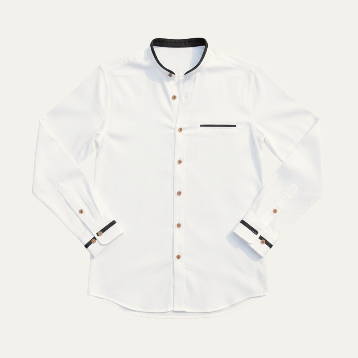 Men's Business Button Up Shirt Standing Collar White