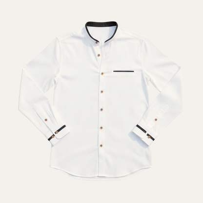 Men's Business Button Up Shirt Standing Collar White