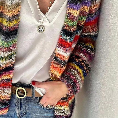 Women's Long-Sleeve Stripe Cardigan