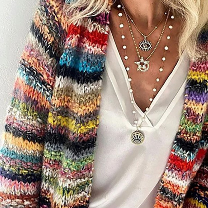 Women's Long-Sleeve Striped Cardigan