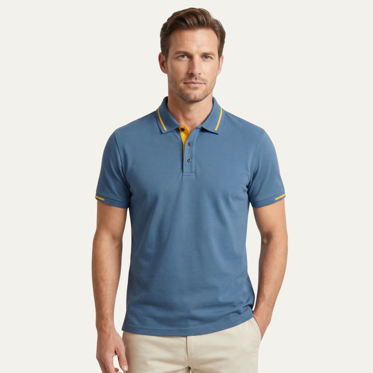 Mens Polo Shirt Contrast Trim Blue