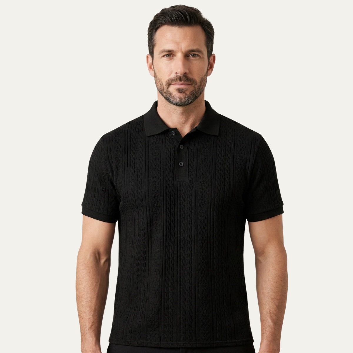 Men's Textured Polo Shirt Black