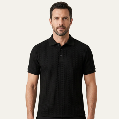 Men's Textured Polo Shirt Black