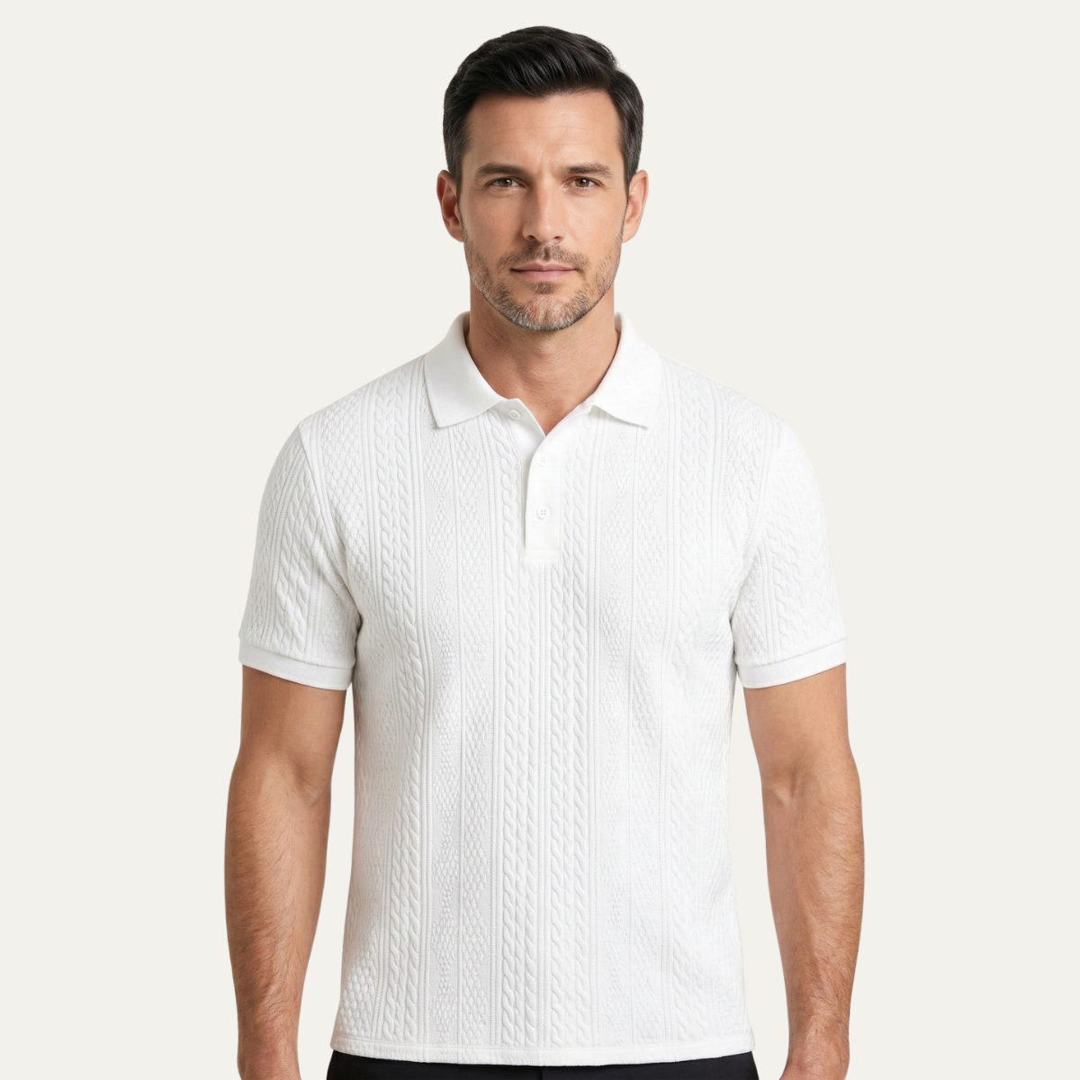 Men's Classic Textured Polo Shirt White