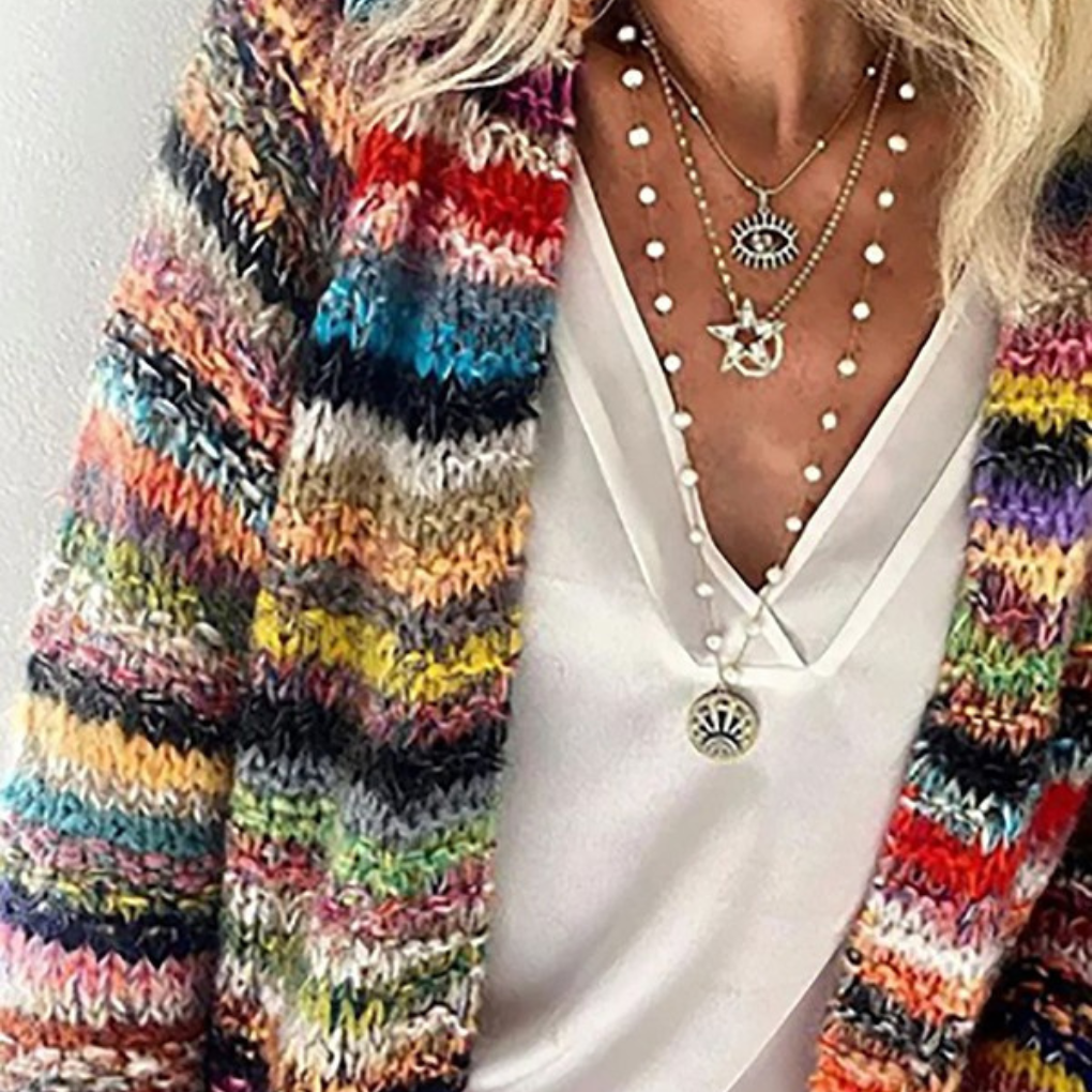 Women's Long-Sleeve Stripe Cardigan