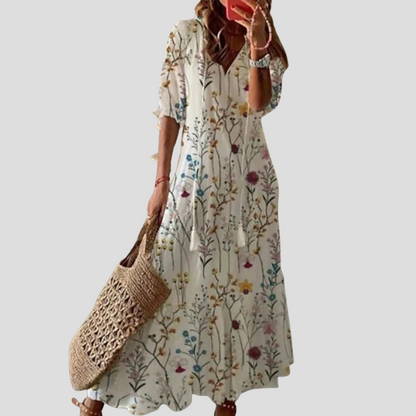 Women's Floral Maxi Dress V-Neck Lightweight