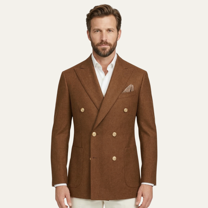 Men's Brown Double Breasted Suit Slim Fit 2 Piece