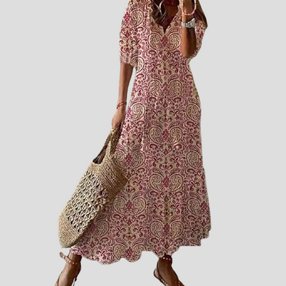 Women's Floral Maxi Dress V-Neck Lightweight