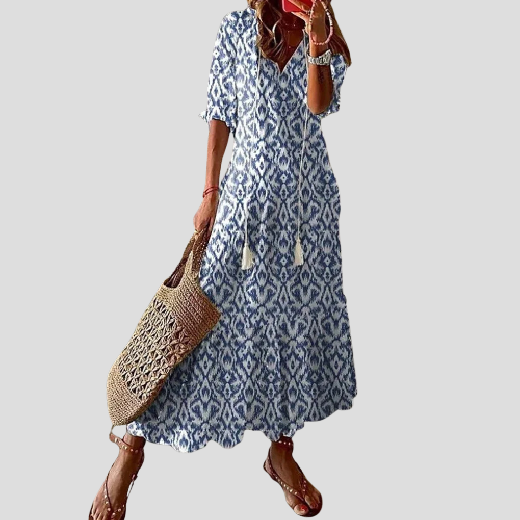 Women's Floral Maxi Dress V-Neck Lightweight