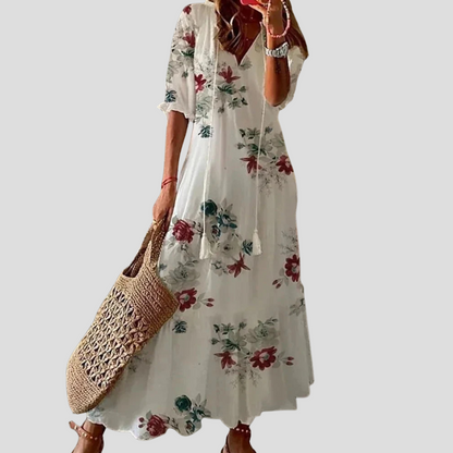 Women's Floral Maxi Dress V-Neck Lightweight