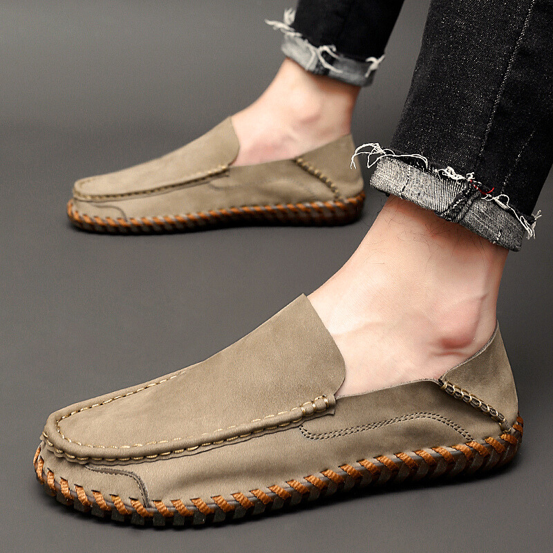 Men's Moc Toe Loafers Braided Trim Comfortable Casual - VibreMode