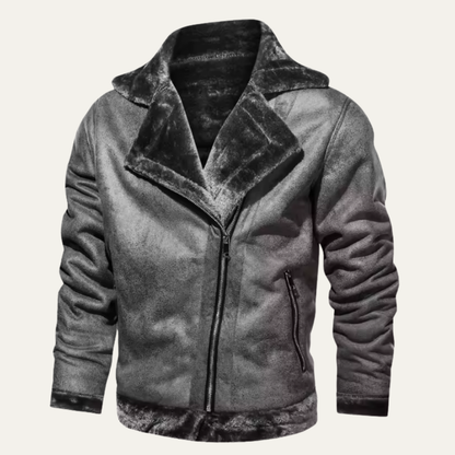 Men's Leather Aviator Jacket Winter Fleece Lined