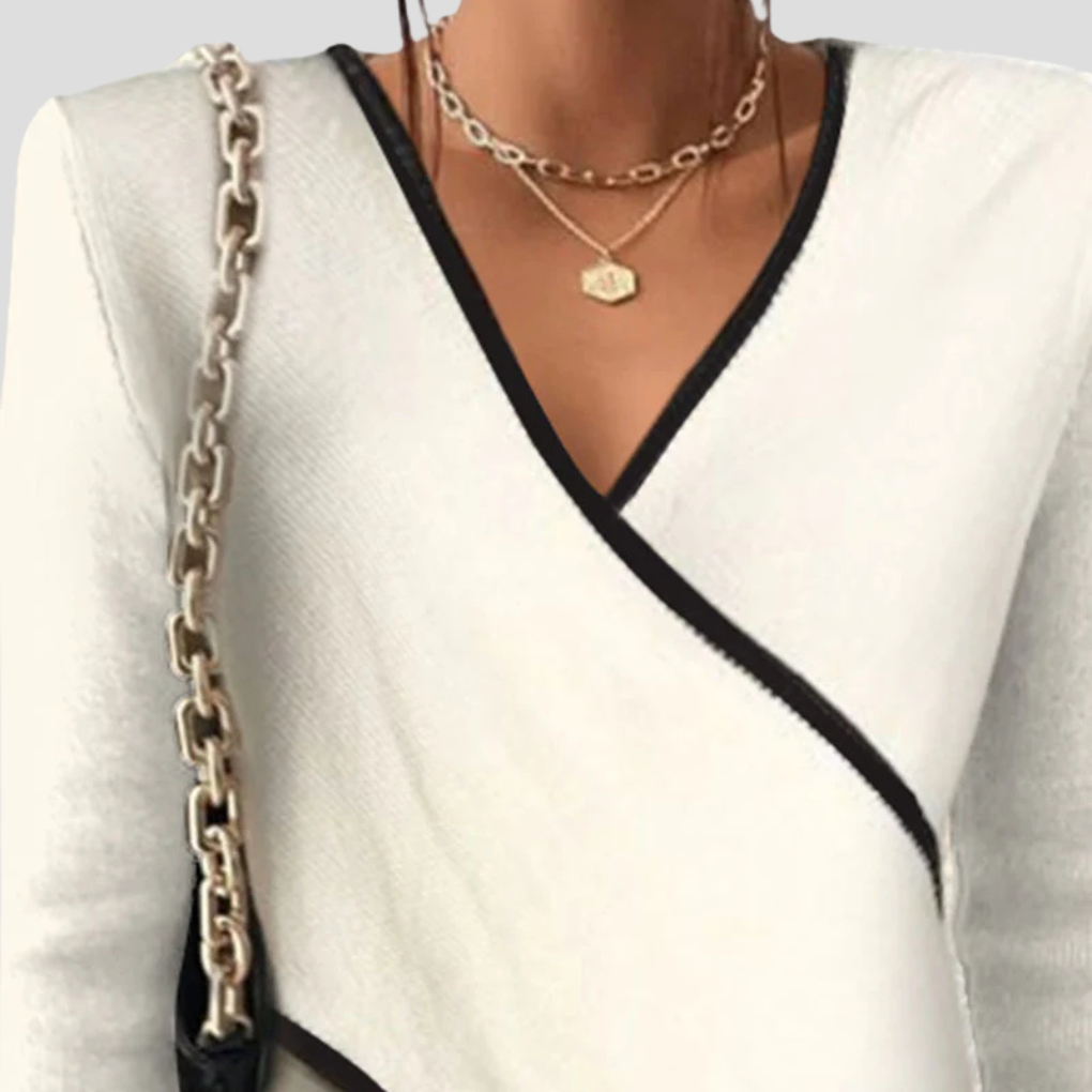 Women's V-Neck Sweater Refined Knit