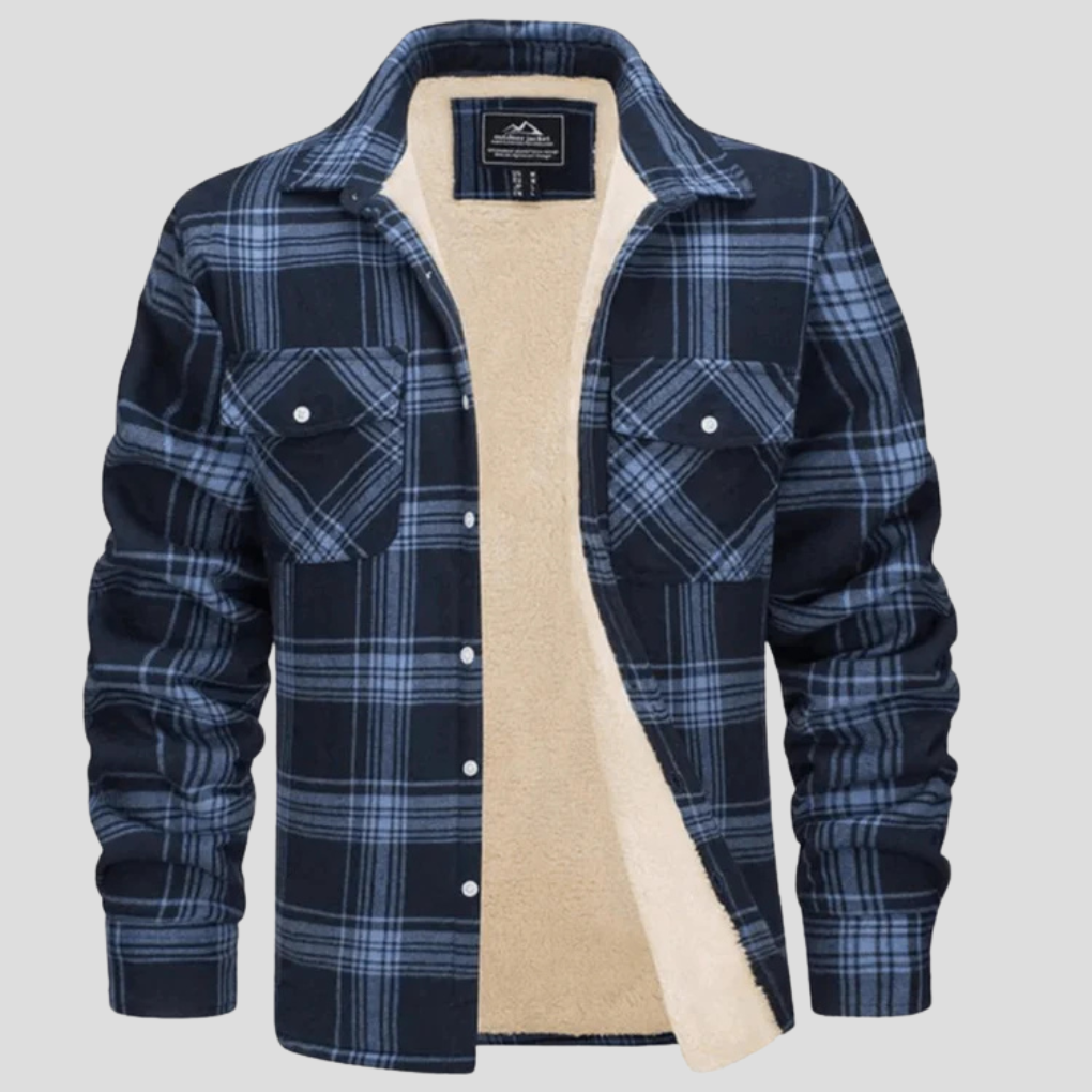 Men's Plaid Fleece Lined Jacket